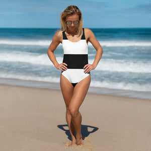 Black White Stripes One-Piece Swimsuit