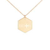 Faith Cross Engraved Silver Hexagon Necklace