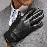 Men's Genuine Leather Thermal Touch Screen Sheepskin Slim Wrist Gloves