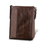 Genuine Leather Unisex Purse Coin Small Bifold Rfid Wallet Money Bag