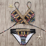 Lovely Village Aztec Strappy Swimwear Women Brazilian Bikini Set