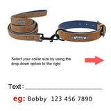 Custom Leather Personalized Pet Tag Collar Leash Lead Small Medium Large Dogs