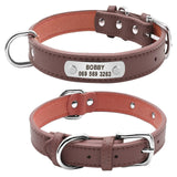 Durable Personalized PU Leather Padded Pet ID Collar Customized Small Medium Large