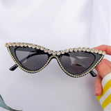 Women's Cat Eye Diamond Shades Triangle Vintage UV400 Sunglasses