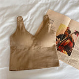 Woman Knitted Tank Strap Vest Knitting Crop Top