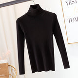 Women Autumn Winter Knitted Sweater Pullovers Turtleneck Long Sleeve Solid Color Soft