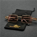 Women Vintage Metal Square Big Frame Rectangle Gradient NX Sunglasses