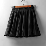 Women Elasticity Waist Mini Chiffon Solid Color Cake Pleated Skirt