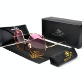 Designer Oversized Frame Polygon Clear Lens Hexagon Metal Sunglasses