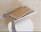 Tuqiu Stainless Steel Bathroom Phone Shelf Gold Towel Rack Toilet Paper Holder Tissue Boxes