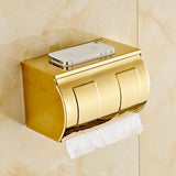Tuqiu Stainless Steel Bathroom Phone Shelf Gold Towel Rack Toilet Paper Holder Tissue Boxes