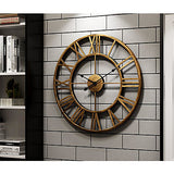 Wall Clock 20'' Round Centurian Classic Metal Wrought Iron Roman Numeral Style